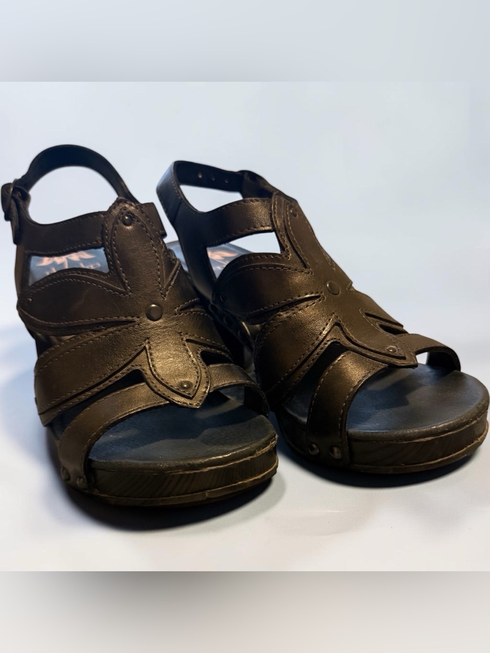 Dansko Nina Metallic Pewter Gray Slingback Sandals Clogs Heels size 36 (6)